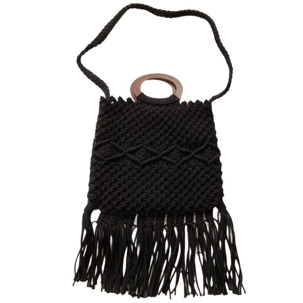 Danielle Nicole Fringe Crossbody Macrame Boho Bag - image 1